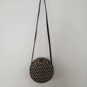 Lionel Chevron Straw Circle Crossbody Bag